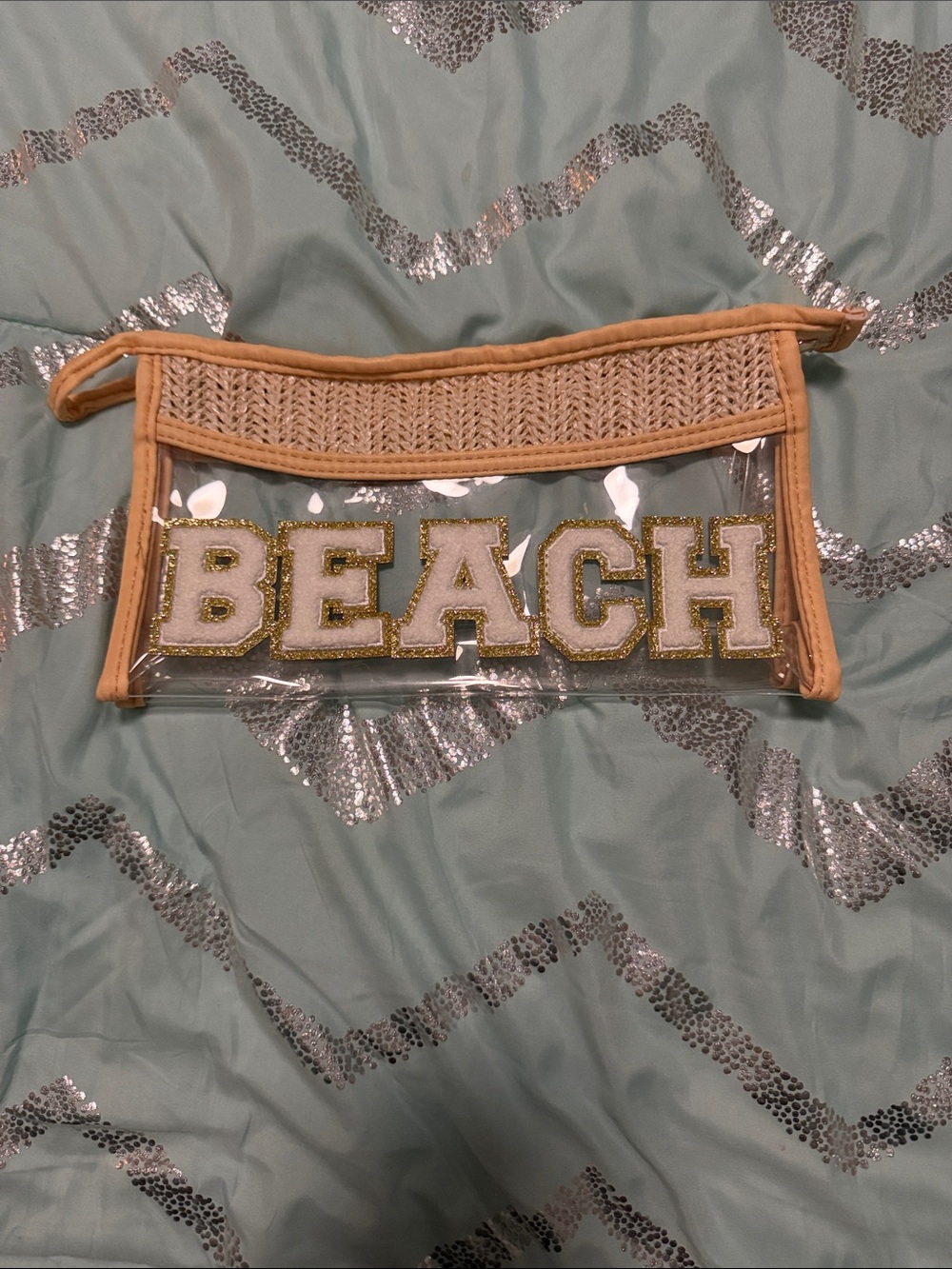 Clear Beach Cosmetic Pouch with Yellow Trim